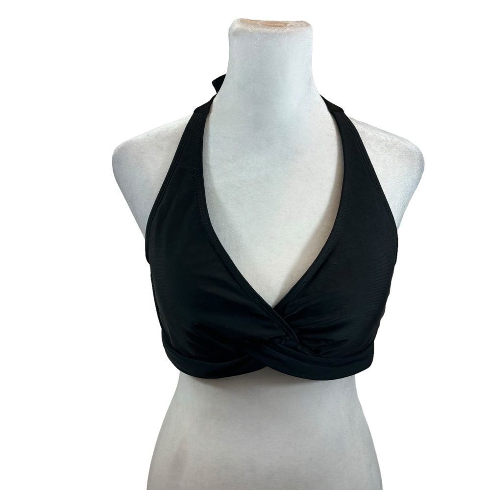 Ladies Athleta Brand Black Twist Front Bikini Top Padded Cups‎ Size 36 B/C